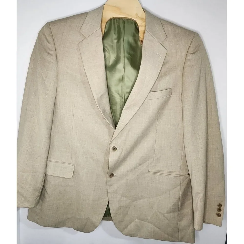Alan Flusser Mens‎ Size 48L Beige/Tan Polyester/Viscose Blazer
